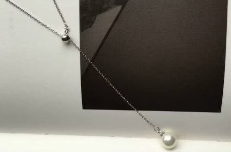 Lantisor Argint 925 cu Perla de cultura, Placat cu Rodiu [5]