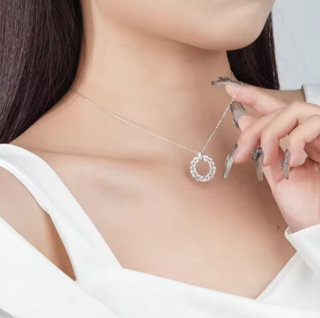 Colier din Argint 925 pandantiv cristale Cununa/Cerc [4]