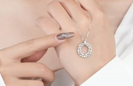 Colier din Argint 925 pandantiv cristale Cununa/Cerc [5]