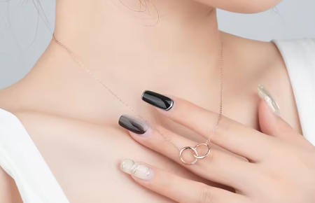 Colier din argint 925 cu Pandantiv 2 Cercuri [4]