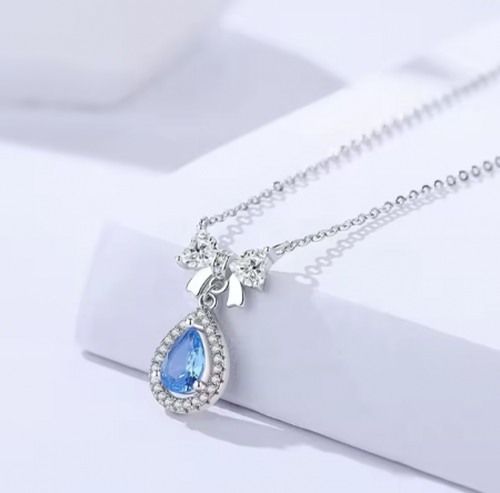Lantisor Lacrima Albastra cu Fundita - Argint 925 [3]