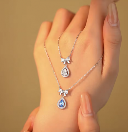 Lantisor Lacrima Albastra cu Fundita - Argint 925 [1]