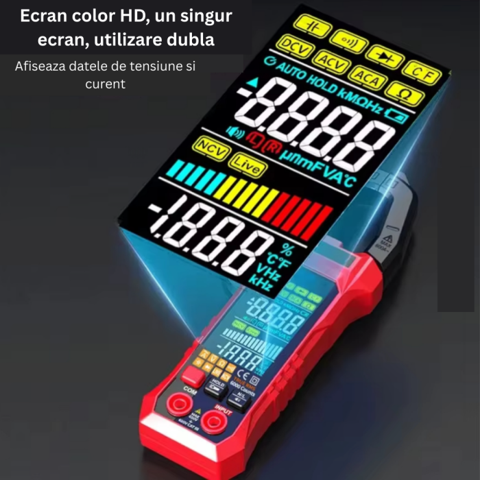 Cleste ampermetric, 600A AC, tensiune 600V AC/DC, afisaj dual, ZL218S [4]