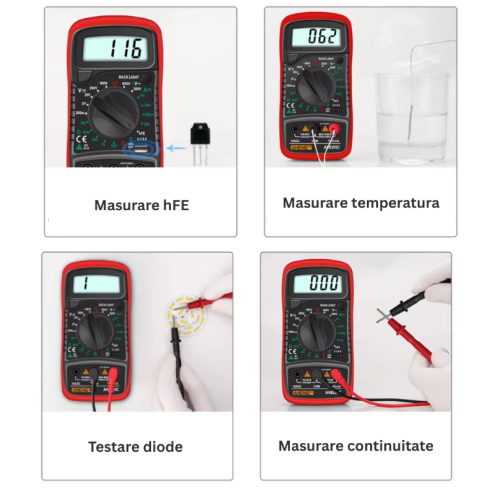Aparat de masura digital, tensiune AC/DC 600V, retinere date, sonda temperatura, Aneng AN8205C [4]