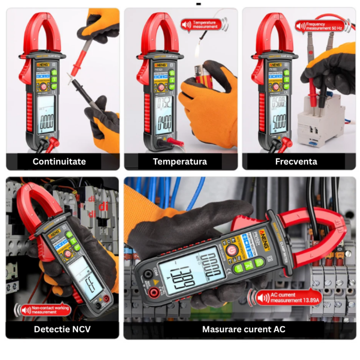 Cleste ampermetric profesional 600A AC, Voice Broadcast, NCV, ANENG PN102+ [6]