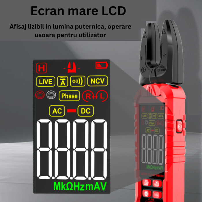Clampmetru digital, 200A AC, tensiune 600V AC/DC, NCV, ZL33A [4]