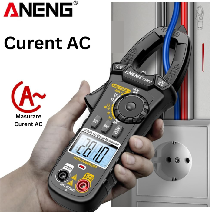 Clampmetru profesional 1000A AC, 600V AC/DC, afisaj LCD, ANENG CM83 [7]