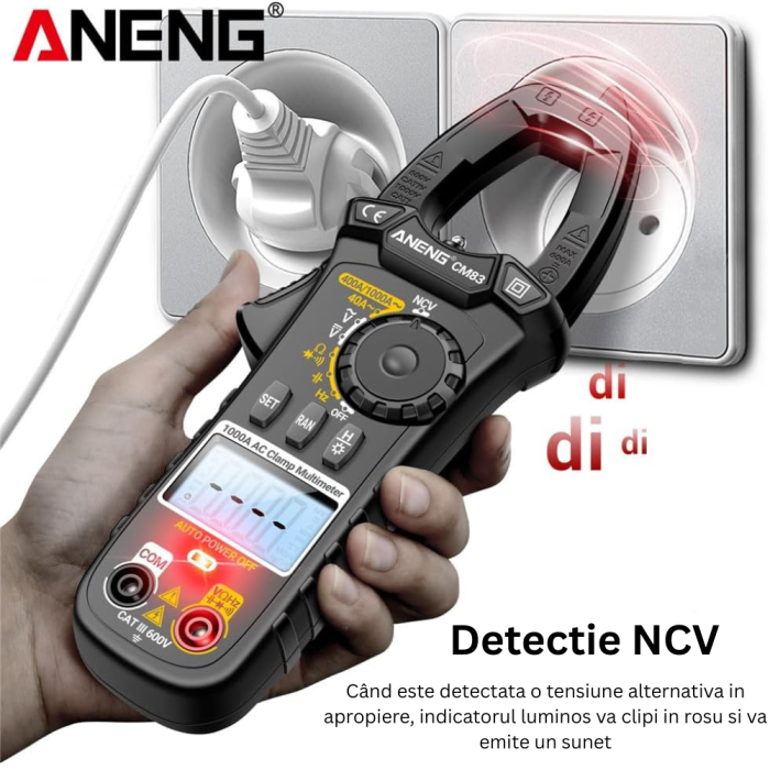 Clampmetru profesional 1000A AC, 600V AC/DC, afisaj LCD, ANENG CM83 [6]