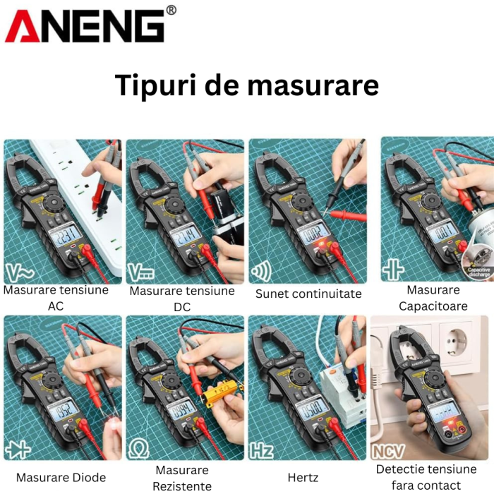 Clampmetru profesional 1000A AC, 600V AC/DC, afisaj LCD, ANENG CM83 [4]
