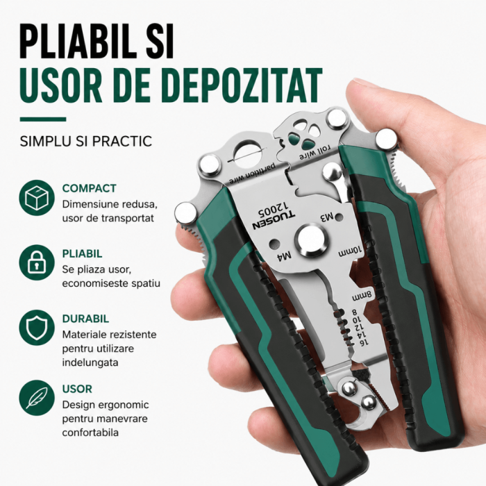 Cleste multifunctional 8 in 1 pentru taiere, sertizare si dezizolare cabluri, Xtousen [2]
