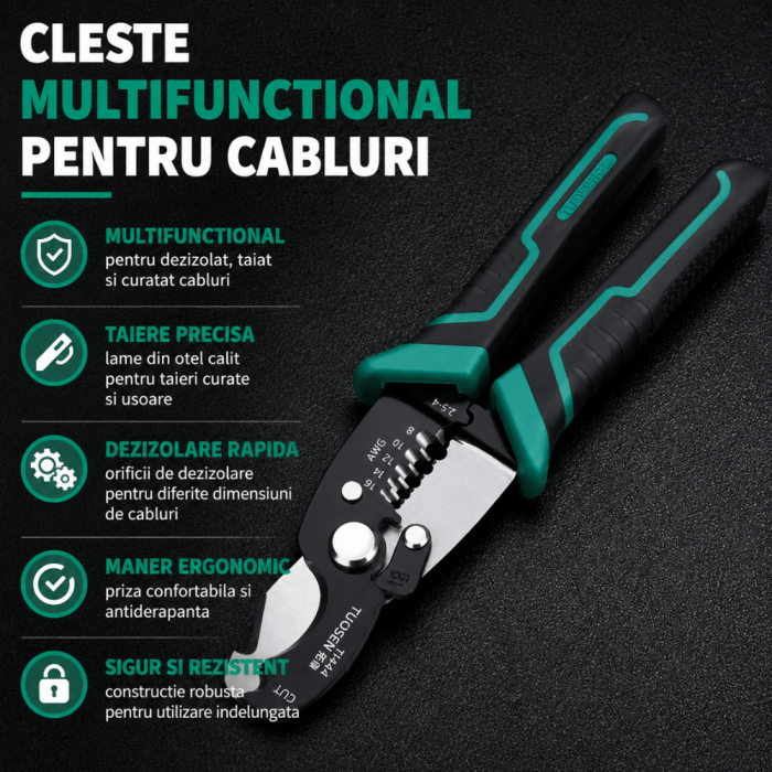 Cleste multifunctional pentru taiat si dezizolat cabluri electrice, XTUOSEN [5]