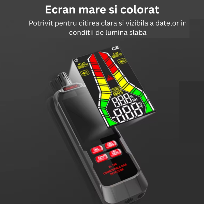 Detector portabil gaze combustibile 50-10000 ppm, alarma sonora/vizuala, sonda flexibila, ZL73A [4]