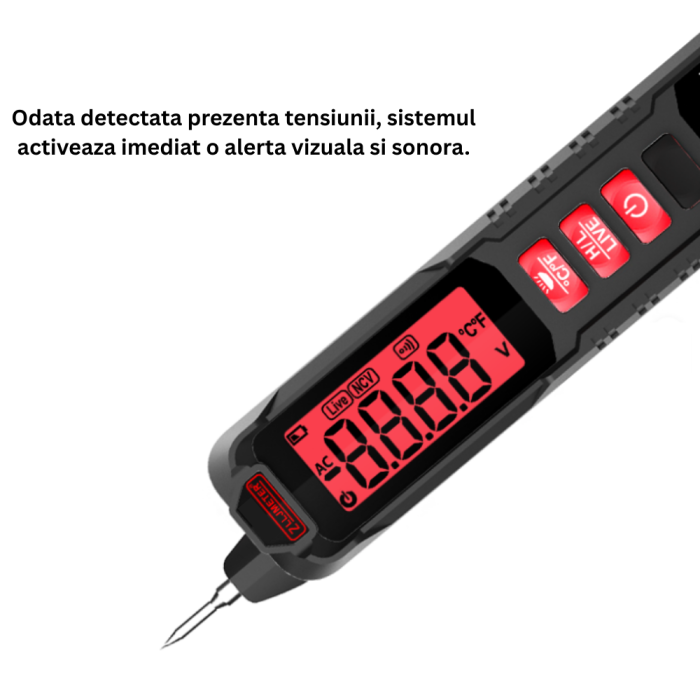 Detector tensiune, ZL11A, fara contact, indicator faza/nul, lanterna, 12 - 300 VAC, alarma sonora [2]