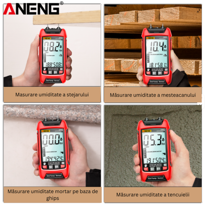 Detector umiditate, umidometru, pentru lemn si materiale de constructii, Aneng GN601 [3]