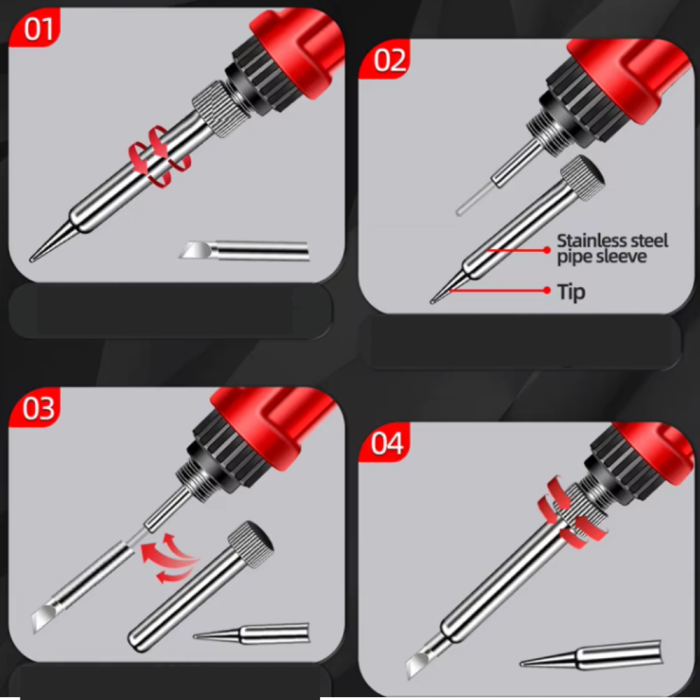 Letcon electric 60W cu temperatura reglabila 200-450°C, accesorii si varfuri multiple, Aneng SL104-12 [5]