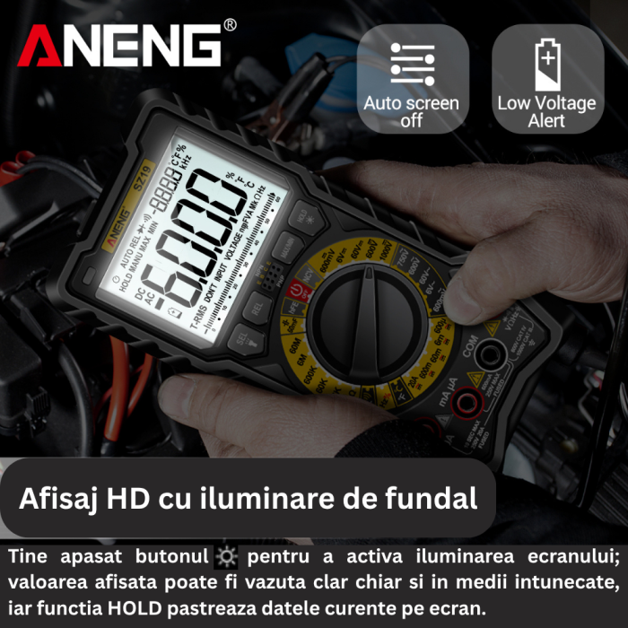 Multimetru digital instalatii electrice si fotovoltaice, 1000V DC, 20A, True RMS, ANENG SZ19 [4]