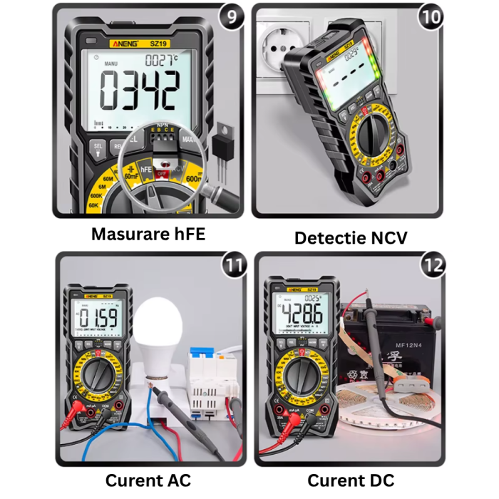 Multimetru digital instalatii electrice si fotovoltaice, 1000V DC, 20A, True RMS, ANENG SZ19 [6]