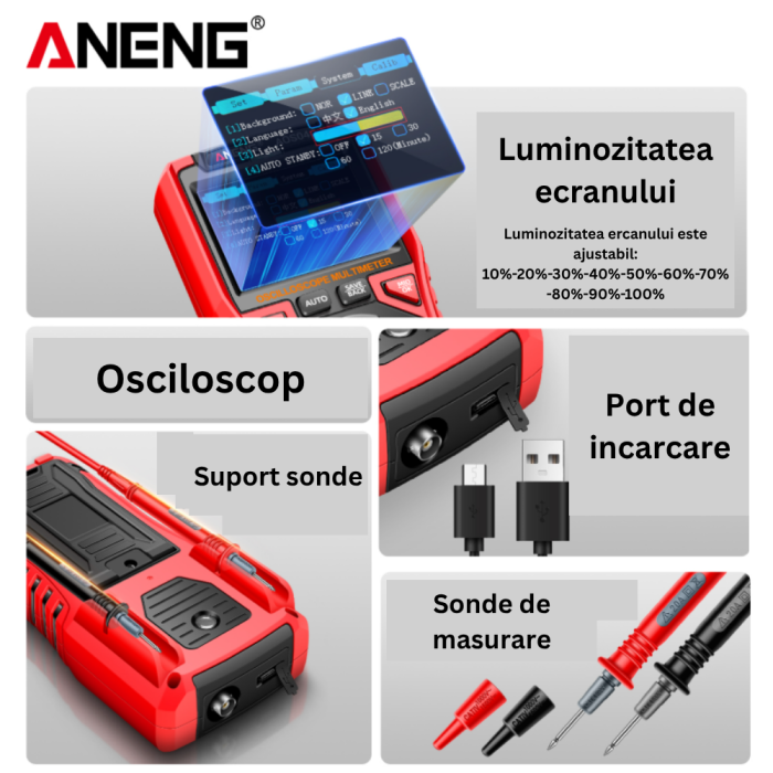 Osciloscop portabil cu multimetru digital, 10MHz, 50MS/s, Aneng AOS04 [2]