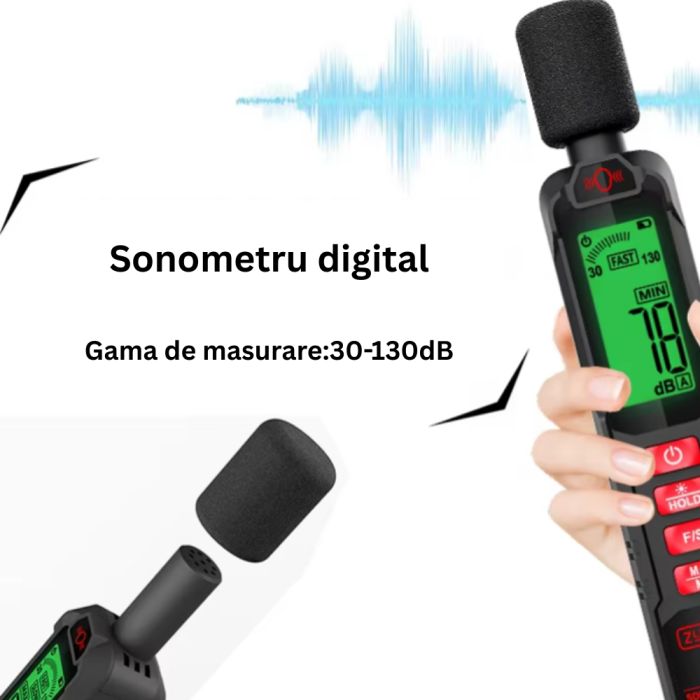 Sonometru profesional, ZL81A, ecran digital, nivel zgomot masurat 30-130 dB, Rezolutie 0.1 dB [2]