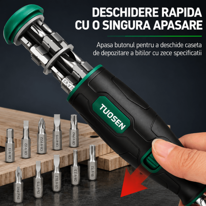 Surubelnita multifunctionala 10 in 1 cu biti magnetici si cap reglabil, XTUOSEN [2]