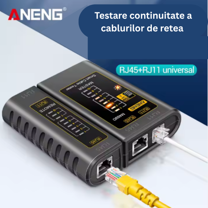 Tester cabluri de retea, RJ45/RJ11/RJ12, cu unitate detasabila, pentru cabluri UTP CAT5/CAT6, Aneng M469D [2]
