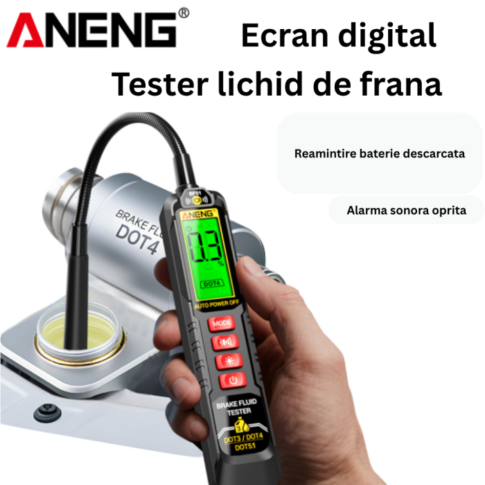 Tester lichid frana ANENG BF01, detector umiditate DOT3 DOT4 DOT5.1, alarma sonora si LED, verificare rapida lichid frana [5]