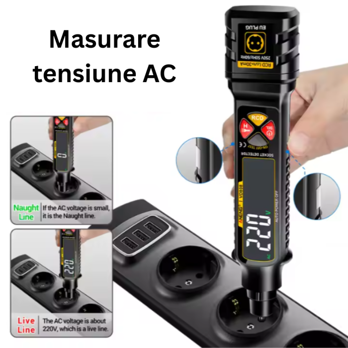 Tester priza multifunctional cu NCV, tensiune AC/DC,  detectie impamantare, ANENG VD808 [3]