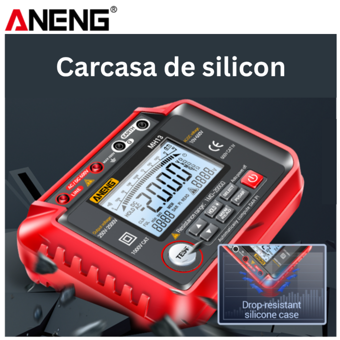 Tester rezistenta izolatie 1MΩ-200GΩ, 2500V, PI DAR, AC/DC 600V, Memorie 100 valori, Aneng MH13 [4]