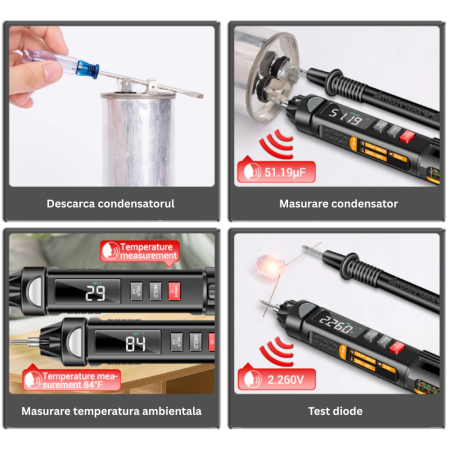Aparat de masura tip stilou, cu detectie faza/nul, succesiune faze, voice broadcast, Aneng A3009-Pro [4]