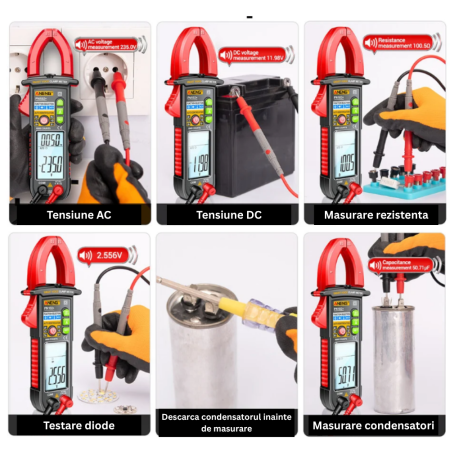 Cleste ampermetric profesional 600A AC, Voice Broadcast, NCV, ANENG PN102+ [4]