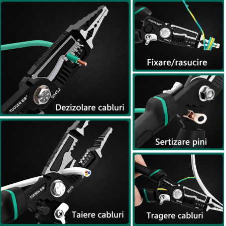 Cleste profesional 9 in 1 pentru taierea, dezizolarea si sertizarea conductorilor electrici XTUOSEN [1]