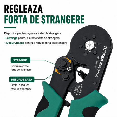 Cleste sertizare hexagonal, pini terminali 0,25 - 6mm, Xtousen [1]