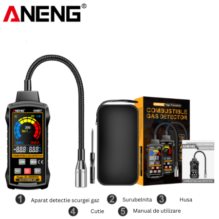 Detector de gaze ANENG GN807, sonda flexibila, alarma sonora, sensibilitate reglabila [2]