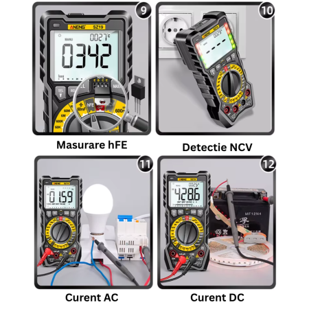 Multimetru digital instalatii electrice si fotovoltaice, 1000V DC, 20A, True RMS, ANENG SZ19 [5]