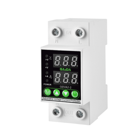 Releu de protectie tensiune si curent, monofazat, reconectare automata, 2P, 63A, GA&DA GDVA2-2