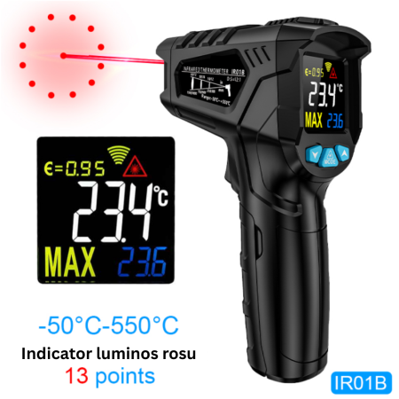 Termometru digital cu infrarosu IR01B, -50°C~550°C, indicator LED [1]