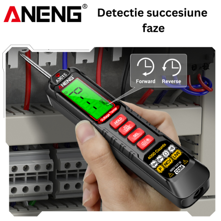 Tester tensiune auto, 4-600V AC/DC, detectie faza/nul, succesiune faze, Aneng A3015 [4]