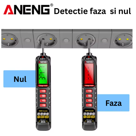 Tester tensiune auto, 4-600V AC/DC, detectie faza/nul, succesiune faze, Aneng A3015 [5]