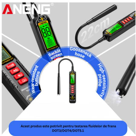 Tester lichid frana ANENG BF01, detector umiditate DOT3 DOT4 DOT5.1, alarma sonora si LED, verificare rapida lichid frana [3]