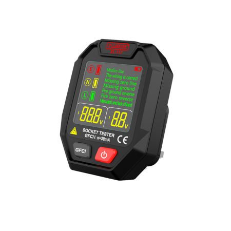 Detectoare de tensiune - Tester priza digital ZL117, detectie RCD, detectie conexiuni gresite, 110-250V AC, LCD iluminat