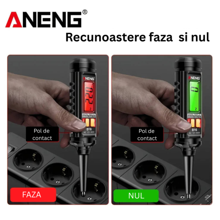 Tester tensiune digital NCV, alarma sonora, 0-300VAC, ANENG B16 [3]