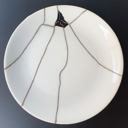 Farfurii kintsugi - Silver-kintsugi-white-porcelain-dessert-plate-als003-2