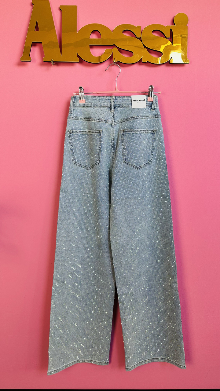 "Shiny Wide" – Blugi Largi Cu Pietricele [3]