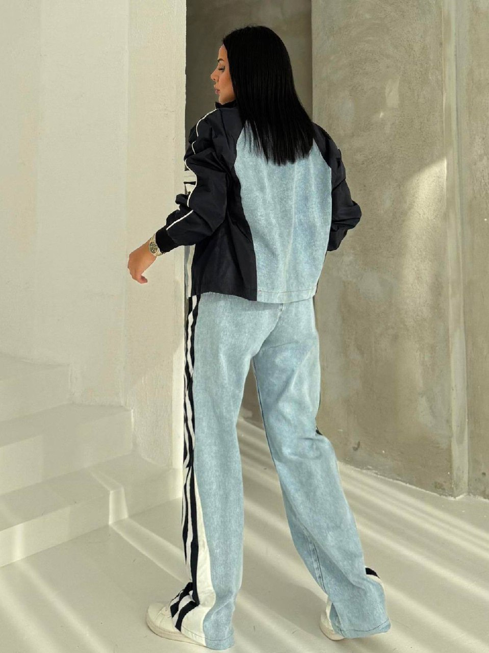 Blair Trening Negru din denim cu inserții contrastante [3]