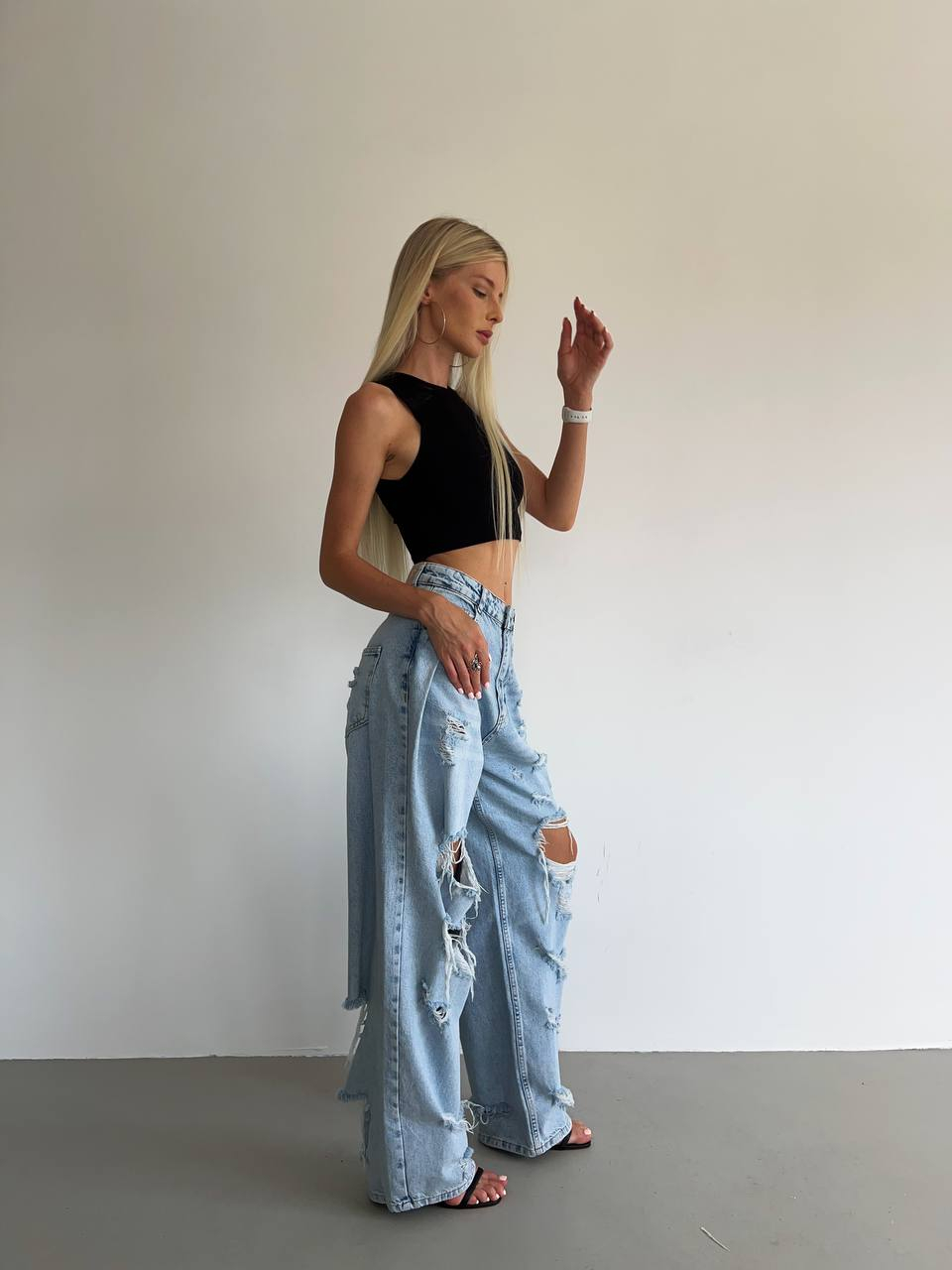 Blugi damă wide leg Ripped Icon – Blugii rebelilor cu stil [2]