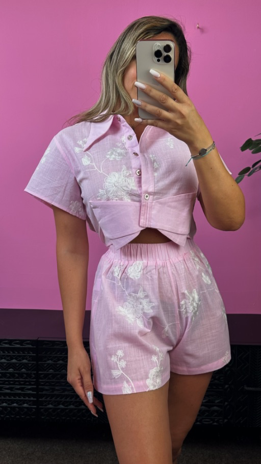 Compleu roz cu detalii florale cusute ALESSI [2]