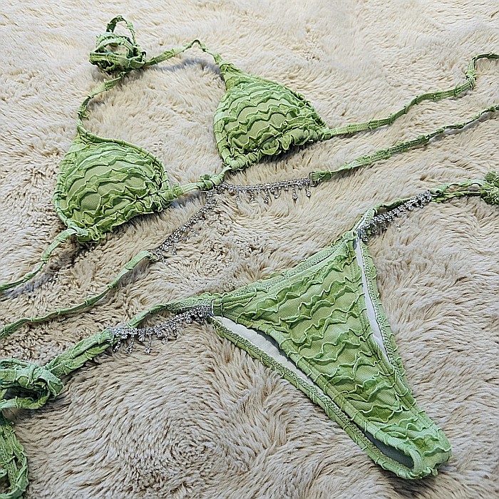 COSTUM DE BAIE 2 PIESE VERDE CU PIETRICELE CASIA ALESSI [1]