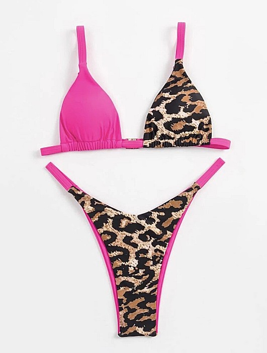 COSTUM DE BAIE 2 PIESE FUCHSIA CU IMPRIMEU LEOPARD IRMA ALESSI [1]