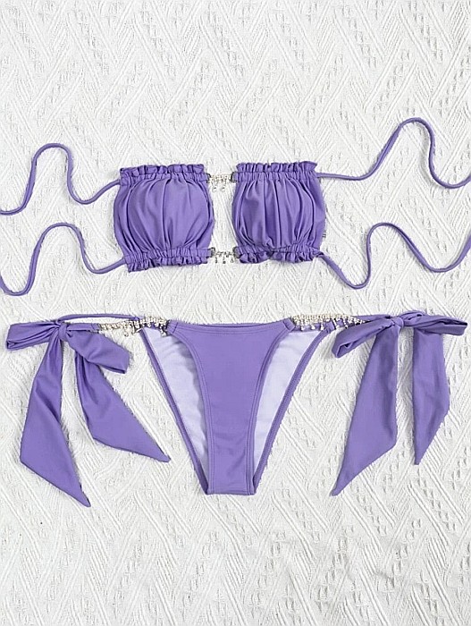 COSTUM DE BAIE 2 PIESE MOV CU PIETRICELE DARIA ALESSI [4]