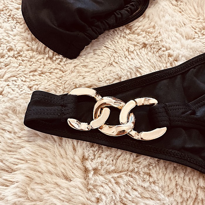 COSTUM DE BAIE NEGRU 2 PIESE CU INELE LANT CAMELIA ALESSI [3]